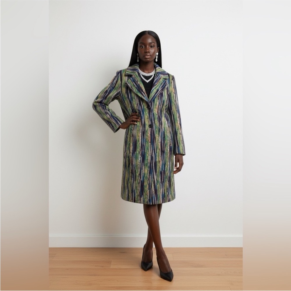 Kathy Ireland Multi-Color Faux Wool
Duster Coat - NWT